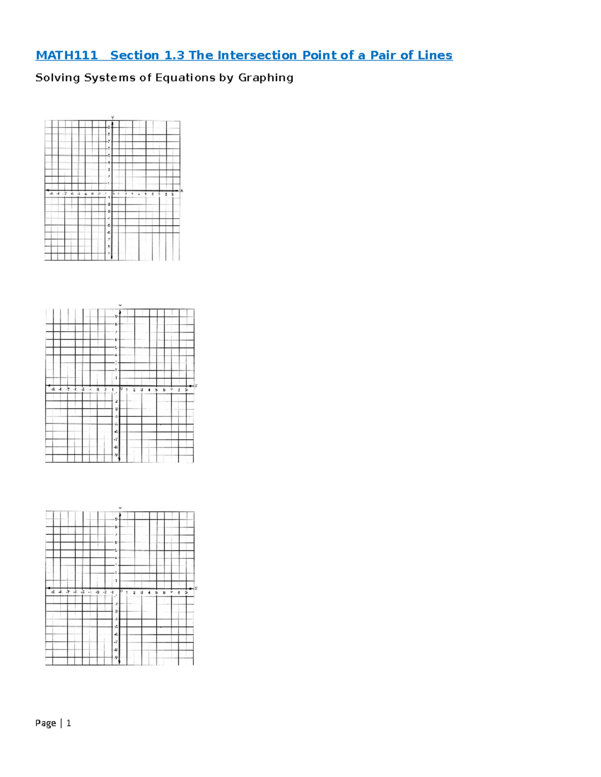 1.3 The Intersection Point of a Pair of Lines - Solve the System of ...