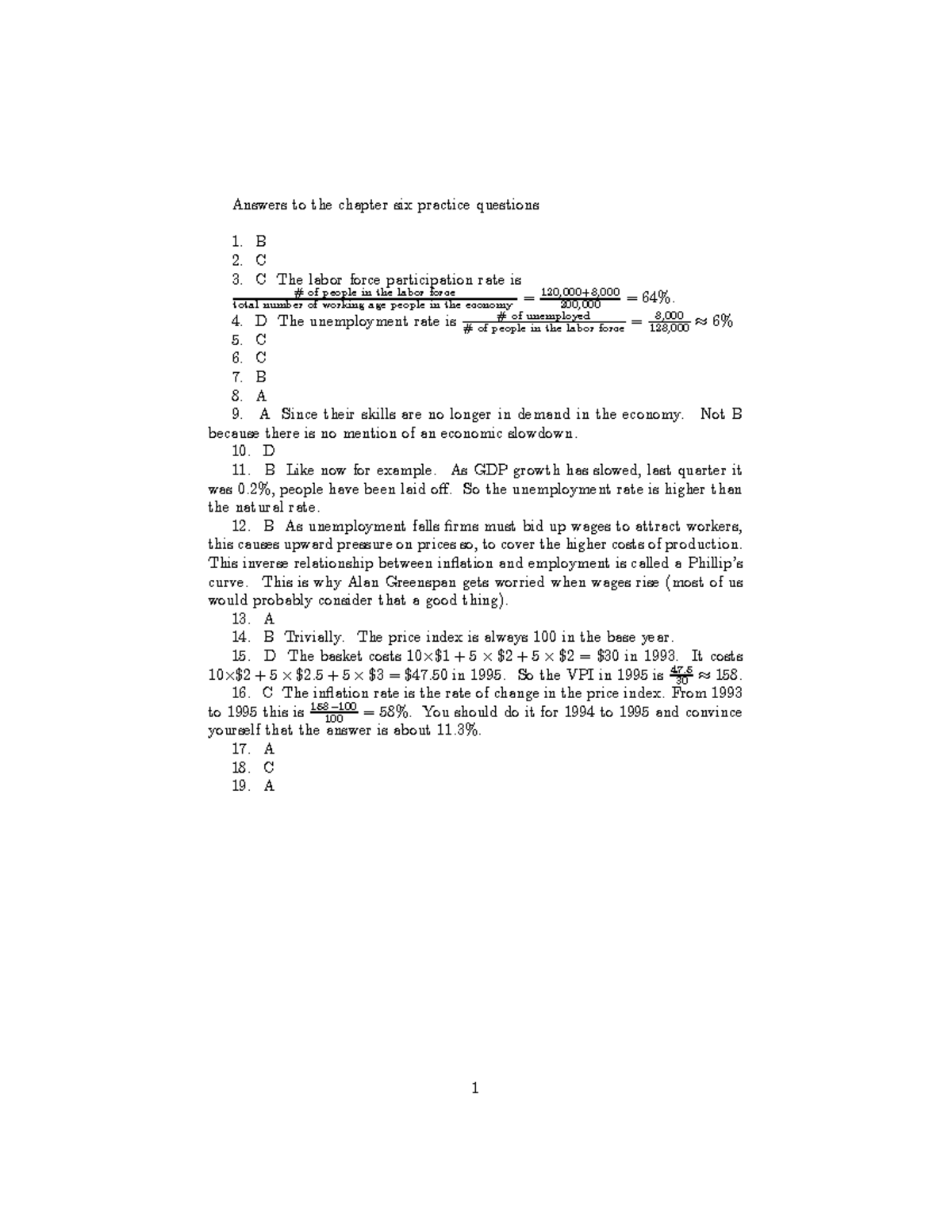 Chapter 6 Practice Answers - Answers to the chapter six practice ...