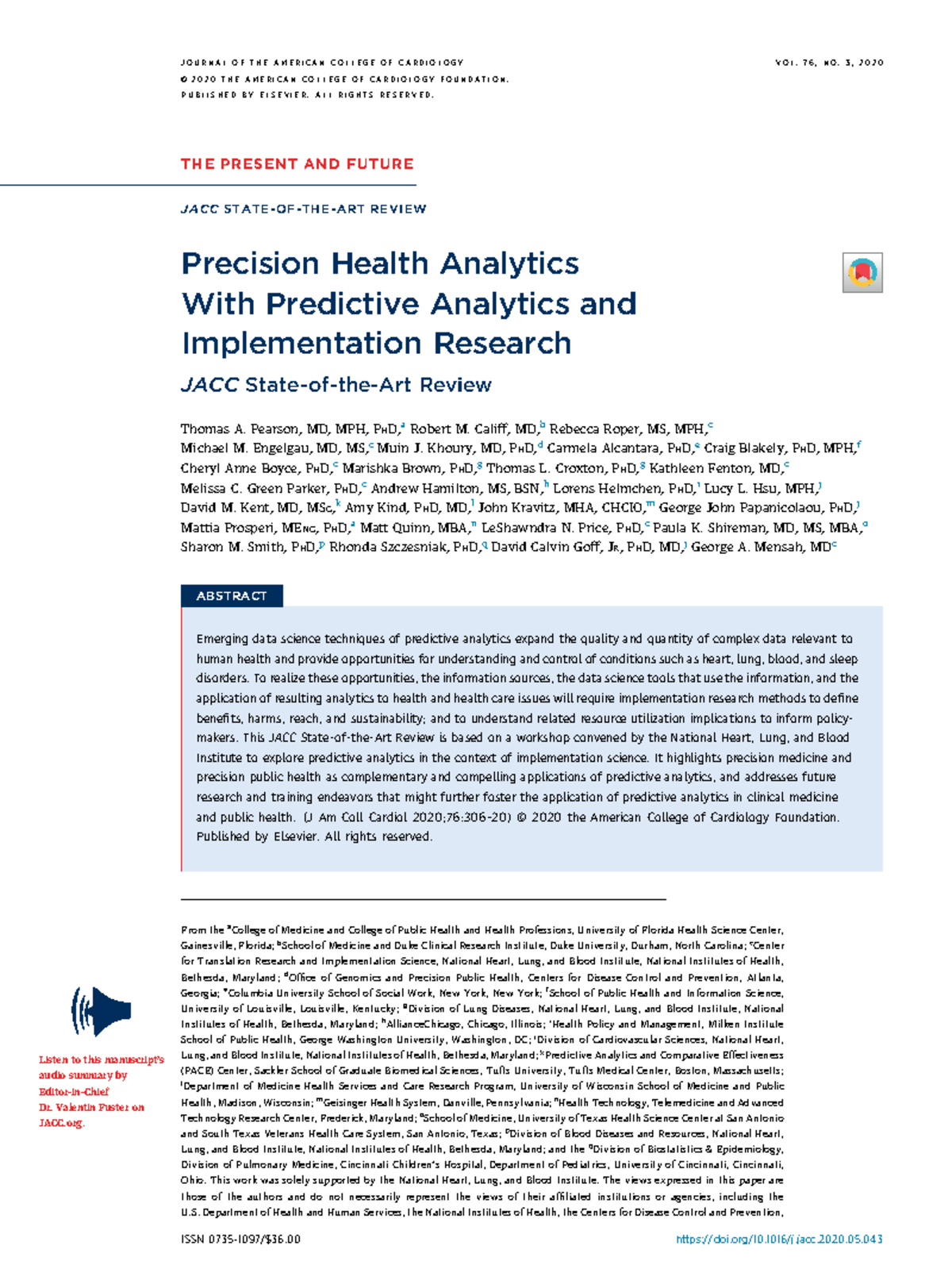 Analytic 1 - review material - THE PRESENT AND FUTURE JACC STATE-OF-THE ...