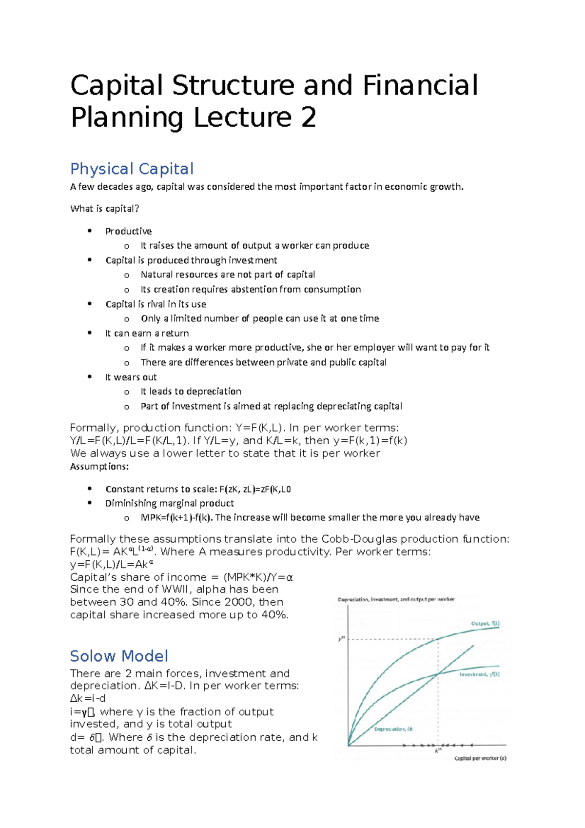 Capital Structure and Financial Planning Lecture 2 Capital Structure
