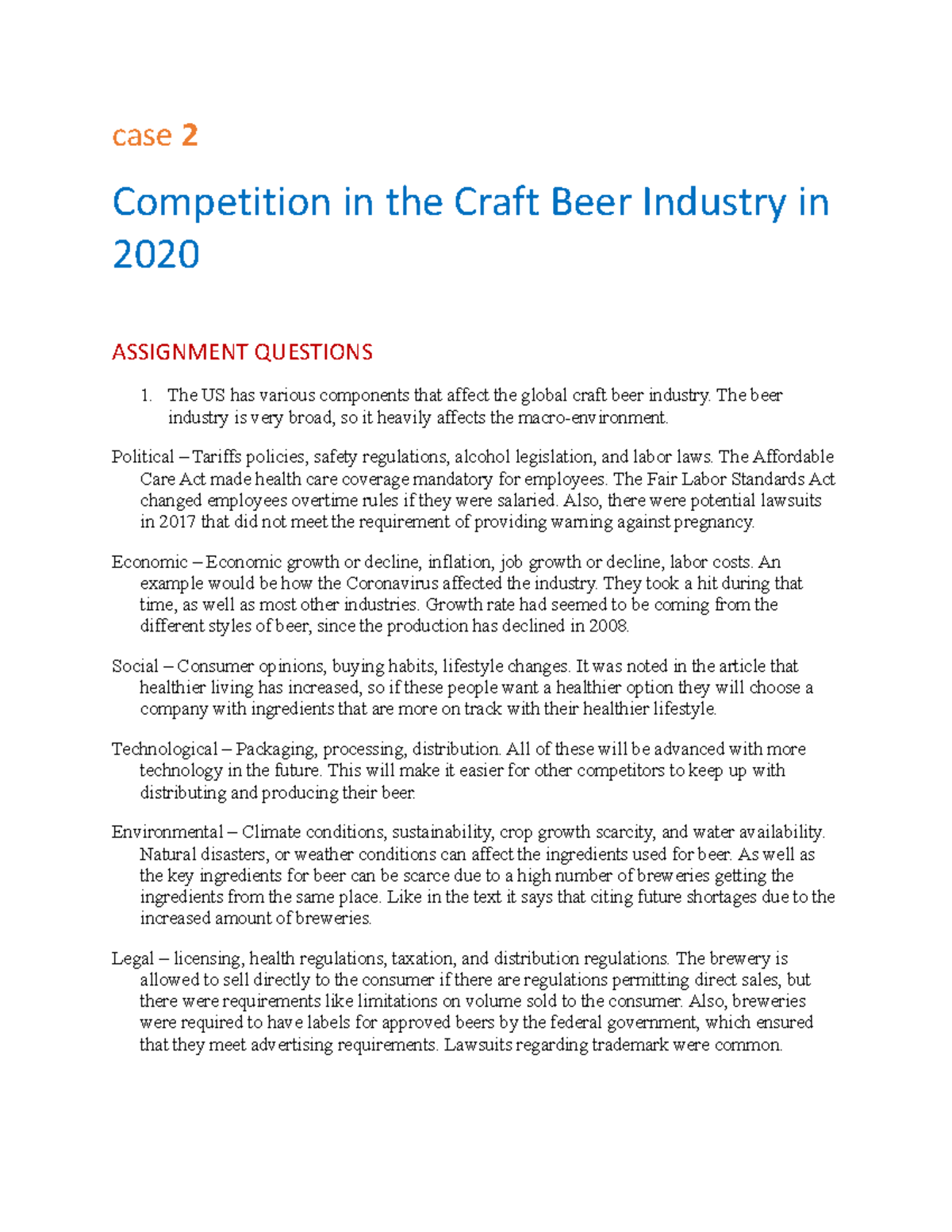 Craft Beer Case Assignment case 2 Competition in the Craft Beer