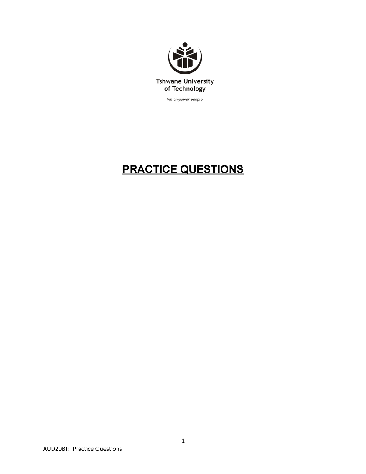 Chapter 5 Practice Questions - PRACTICE QUESTIONS 1 QUESTION 1 (20 ...