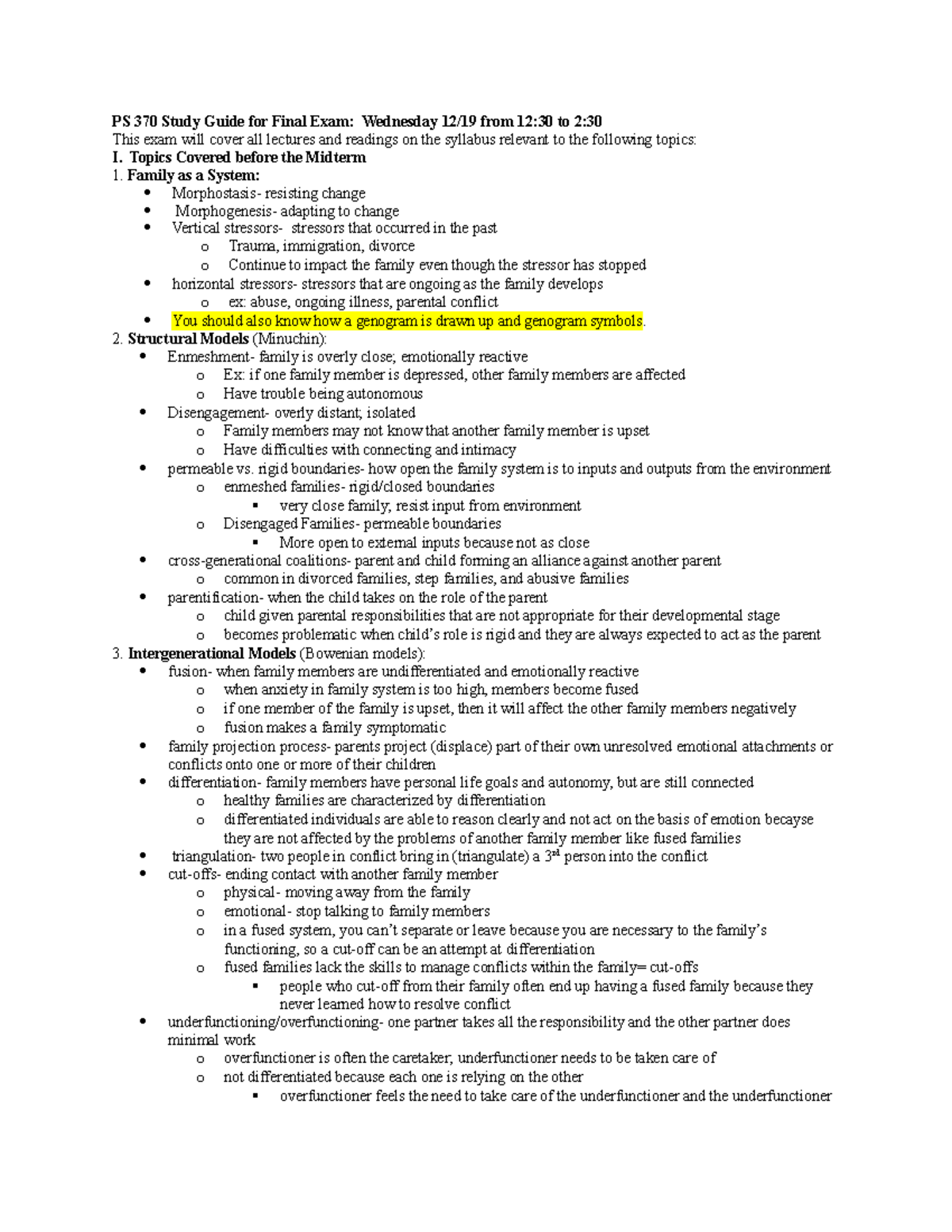 Final Study Guide PS 370 Study Guide For Final Exam Wednesday 12 19 