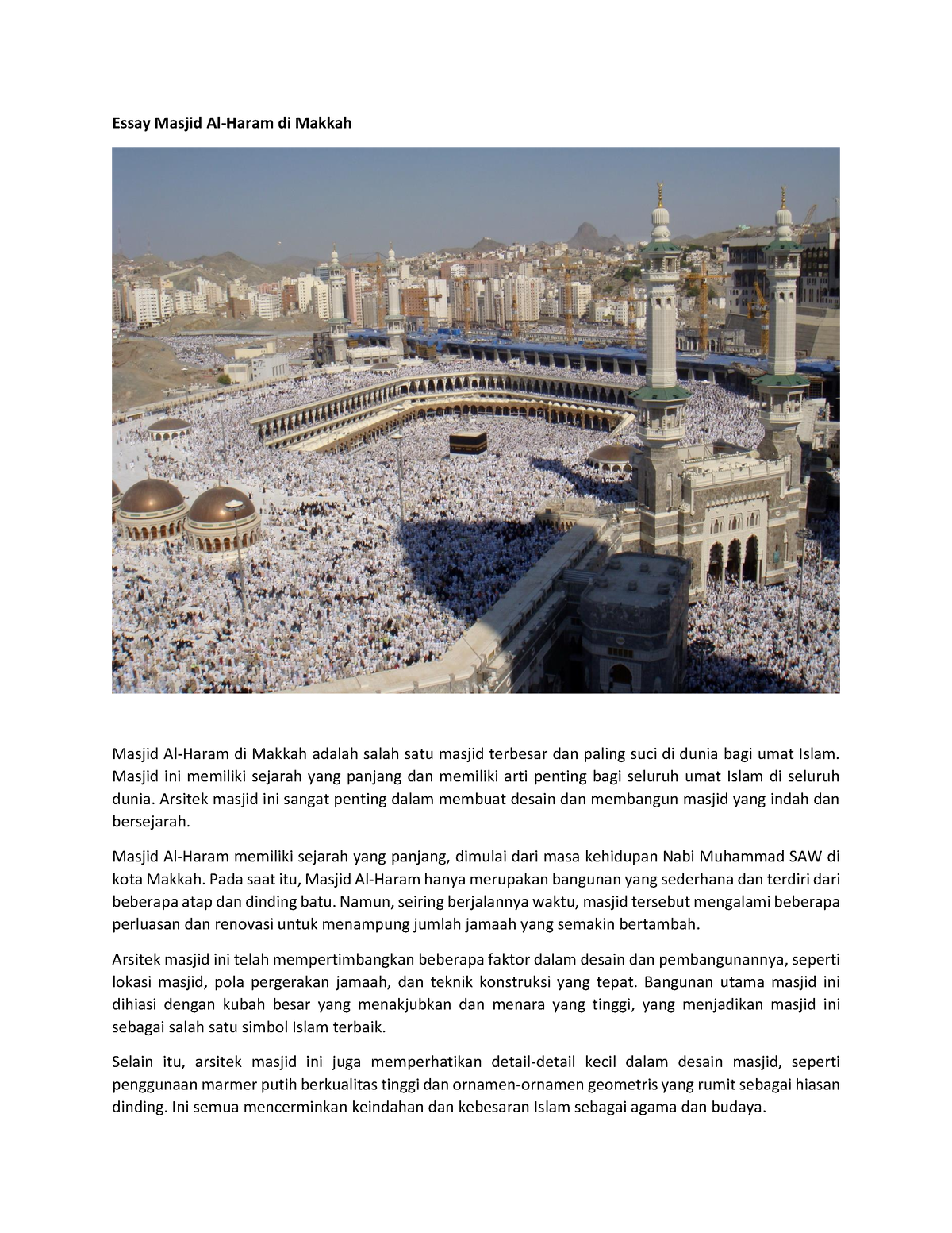 essay on my favourite place makkah