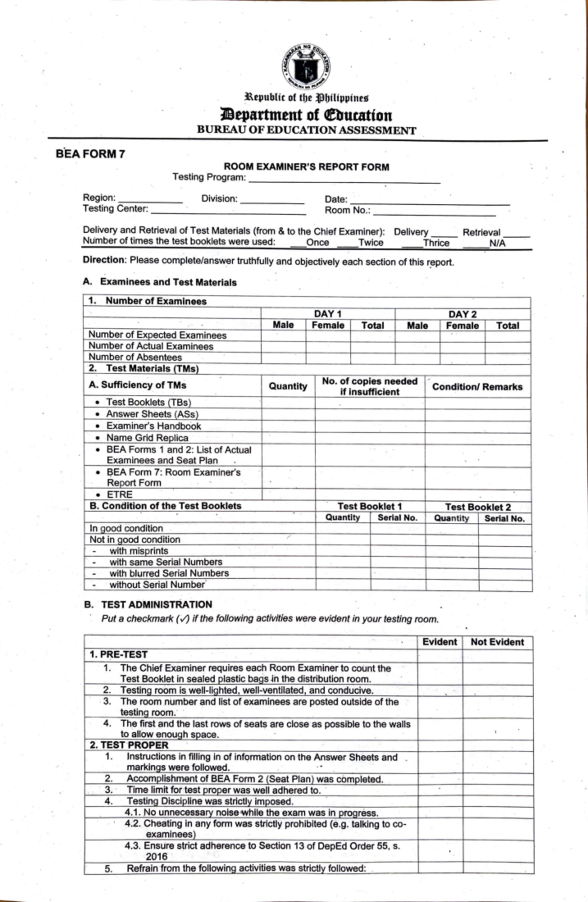 RE BEAForm 7 Form1 Form2 - e·EAFORM {I) ~Pl l\epubHc of tbe ~bHippines ...