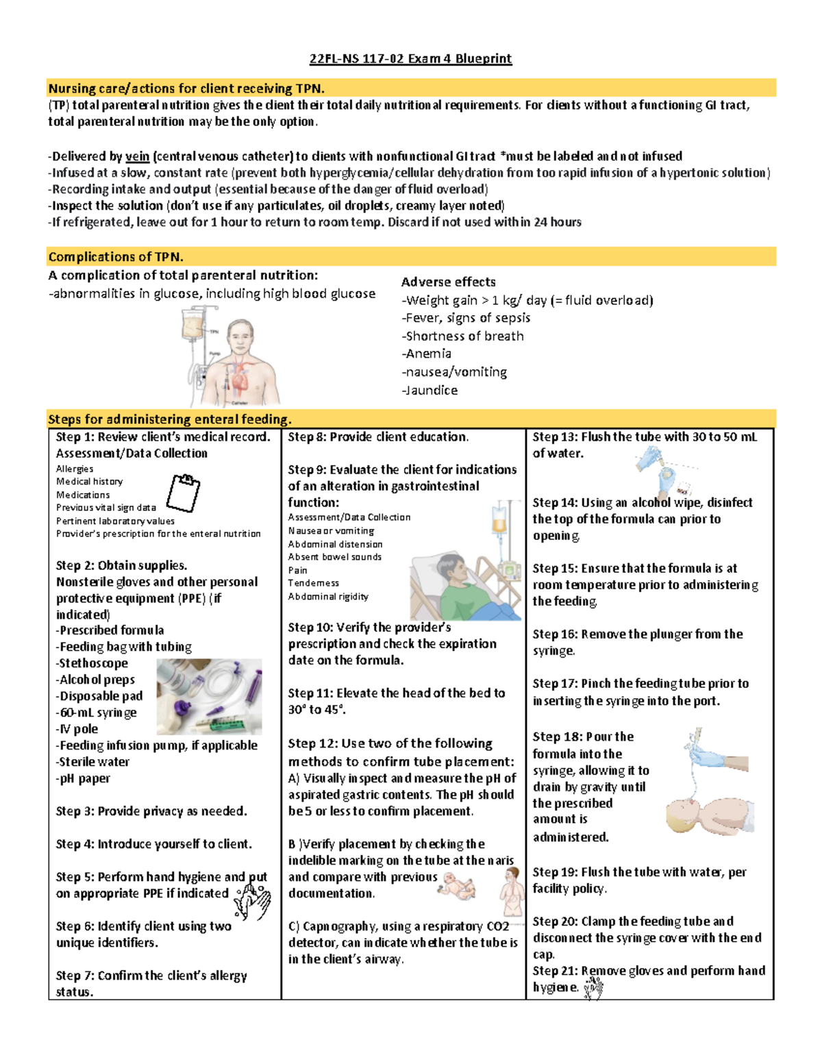 NS117 Exam 4 Blueprint Fall 2022 - Adverse effects -Weight gain > 1 kg ...