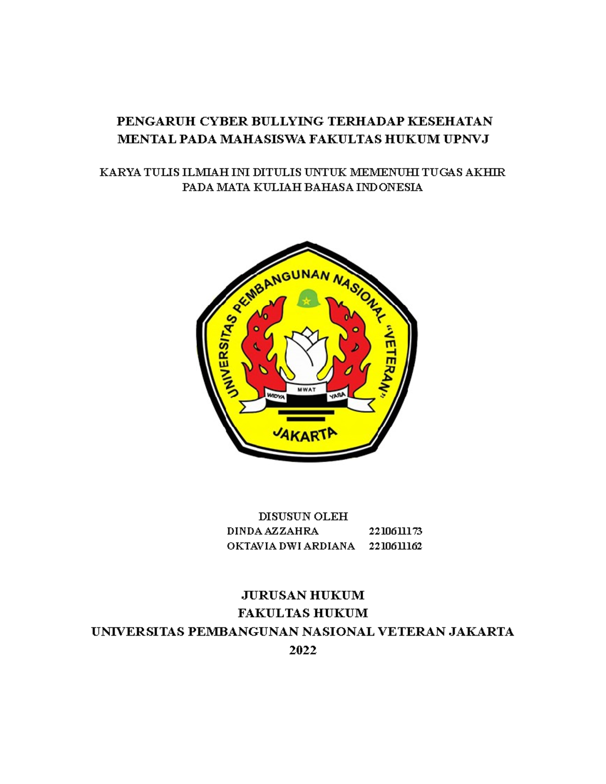 Karya Tulis Ilmiah Dinda Dian Bindo (1) Terupdate (1) - PENGARUH CYBER ...