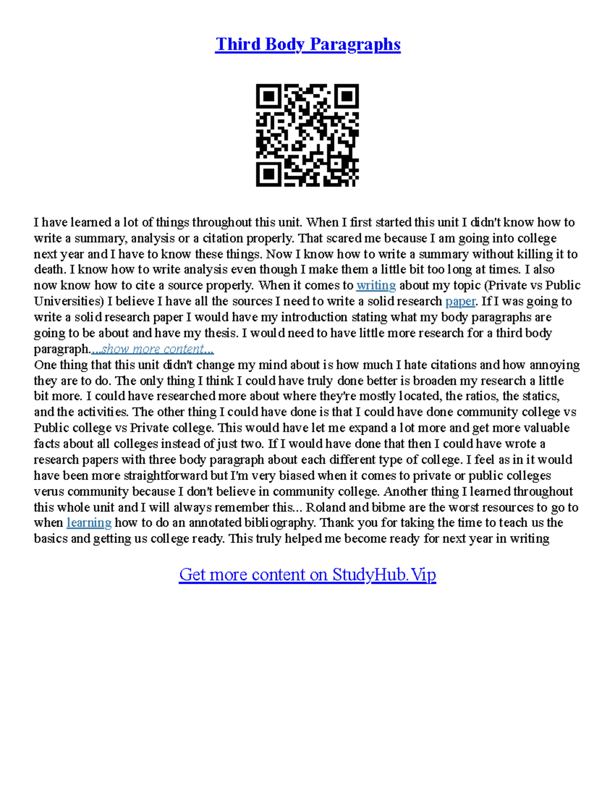 How To Write A Body Paragraph For An Essay - Third Body Paragraphs I ...