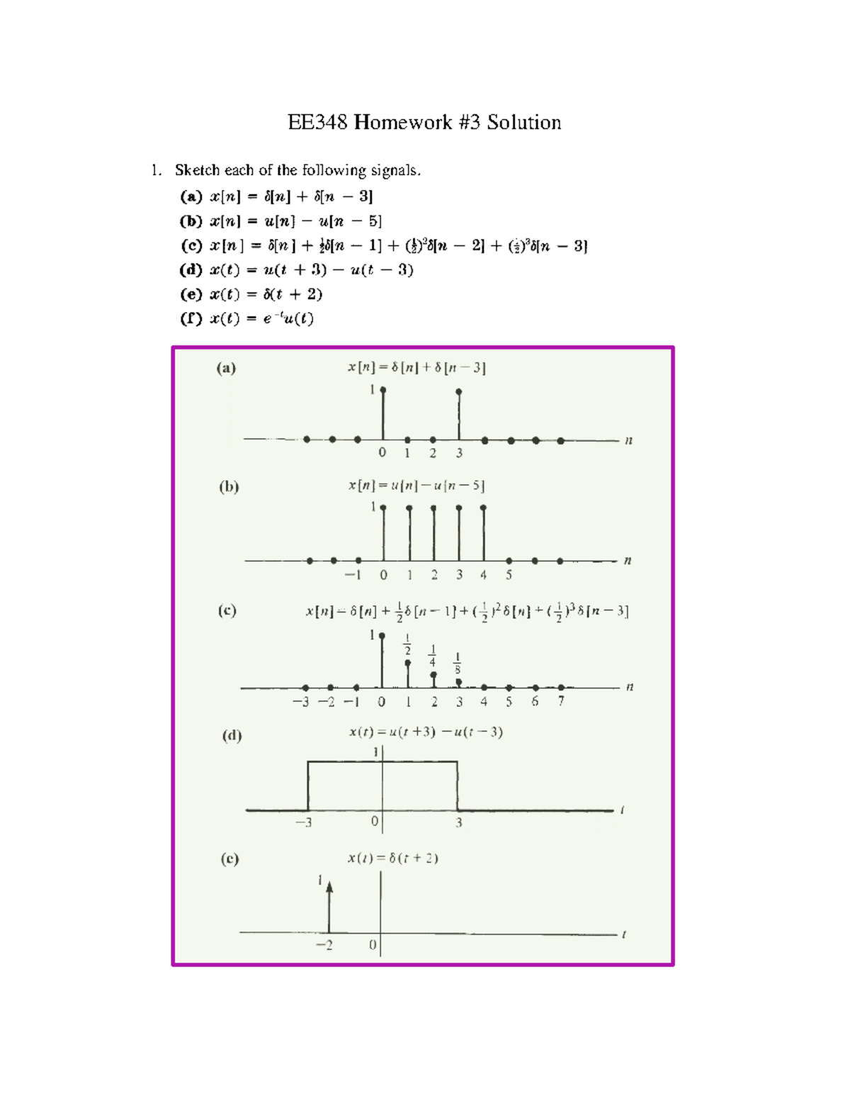 Hw 3 Solution Hw 3 Sol Ee348 Signal And Systems Nau Studocu