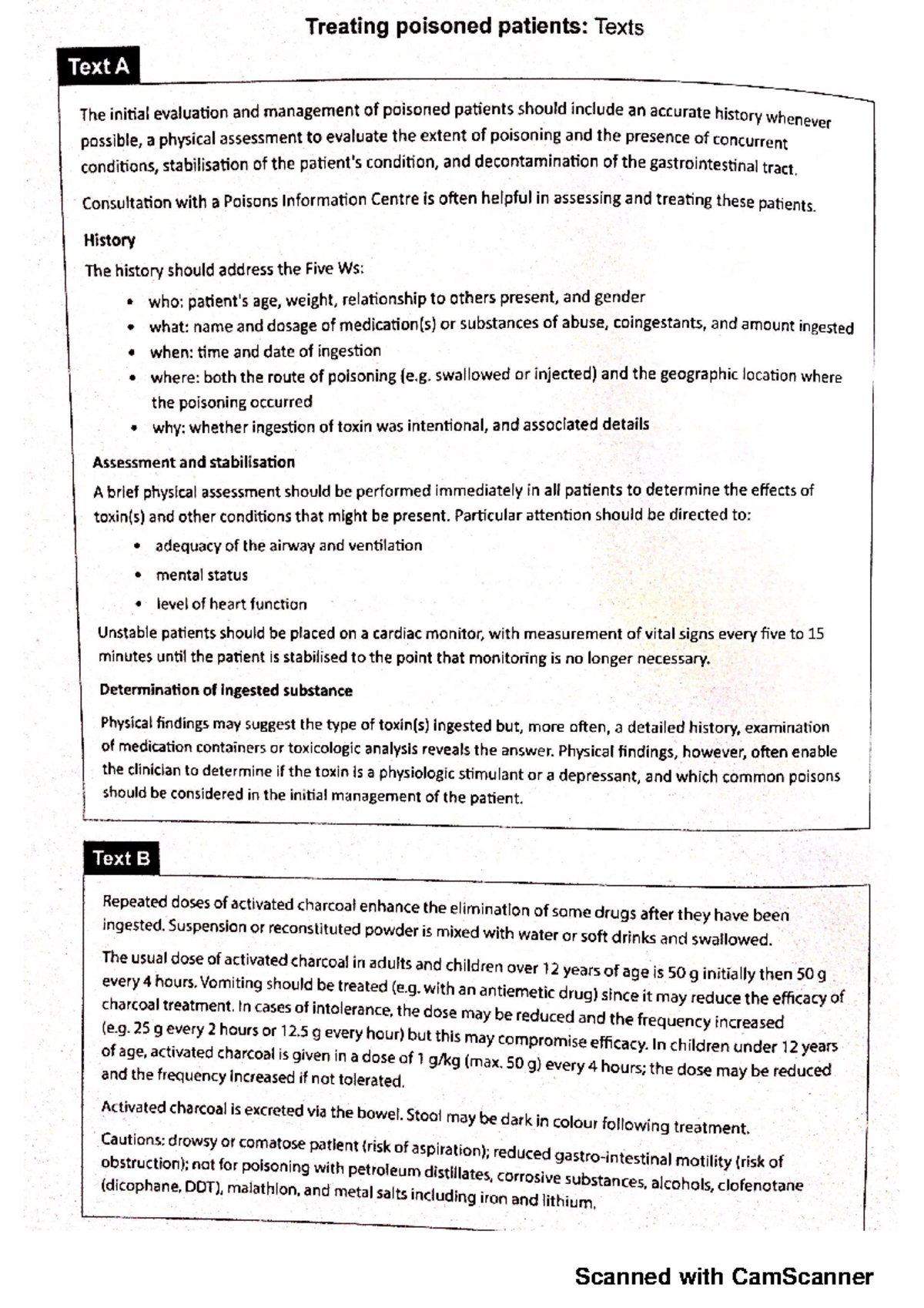 Treating Poisoned Patients Oet Reading Sample Practice - TCH2002 ...