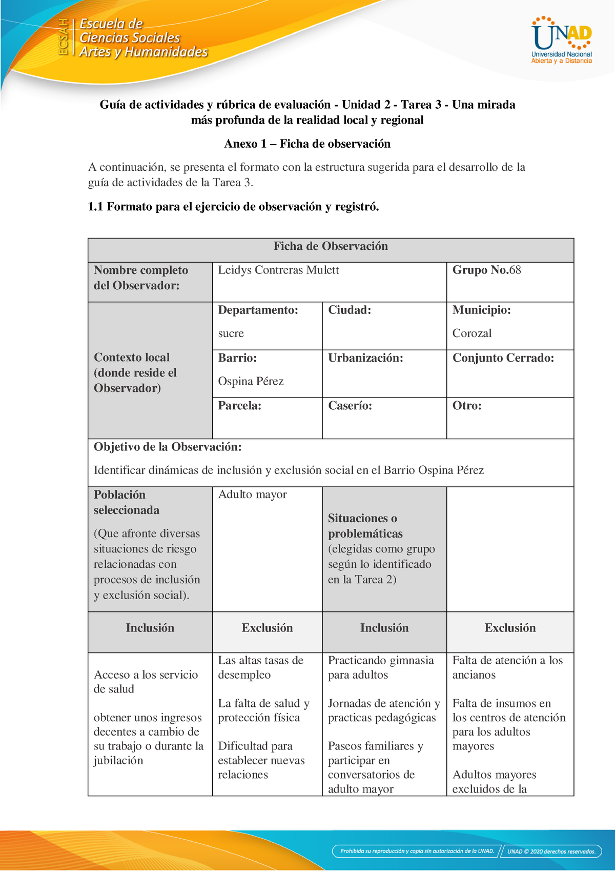 Anexo 1 Tarea 3 Ficha De Observación Guía De Actividades Y Rúbrica De Evaluación Unidad 1237