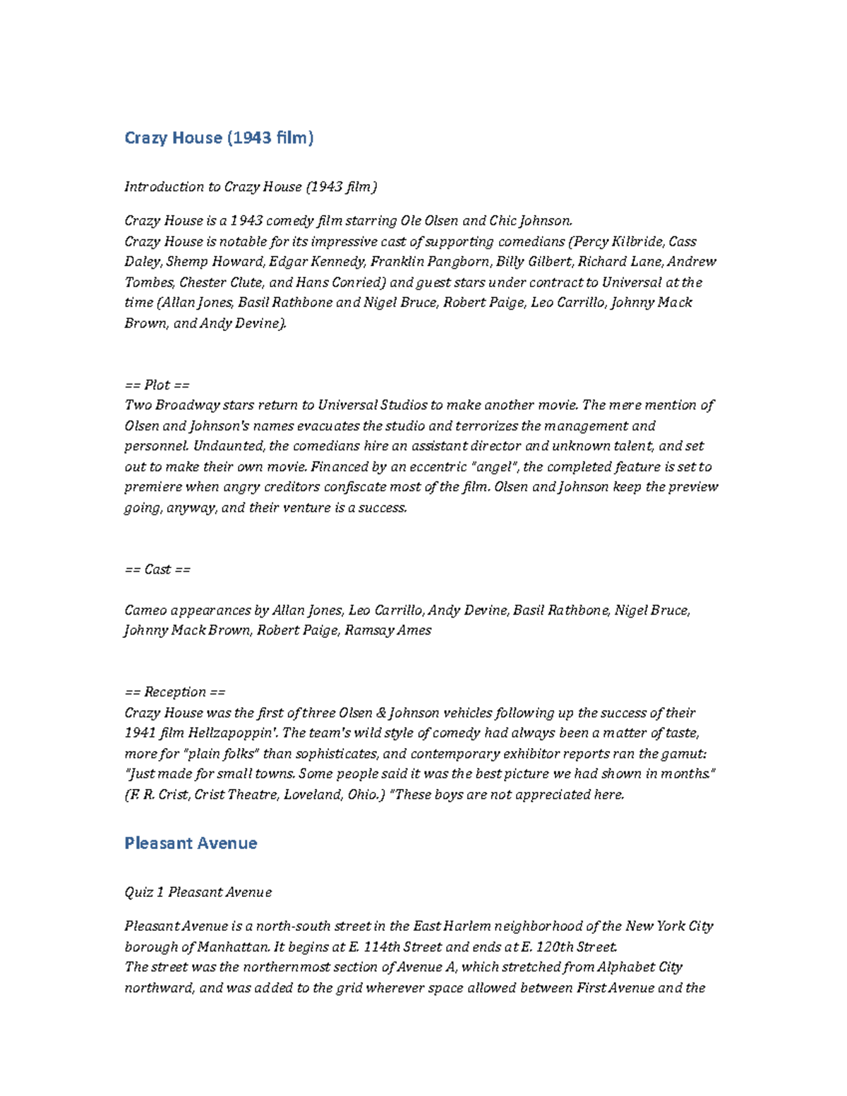 PSY167 Notes Crazy House (1943 film) Crazy House (1943 film