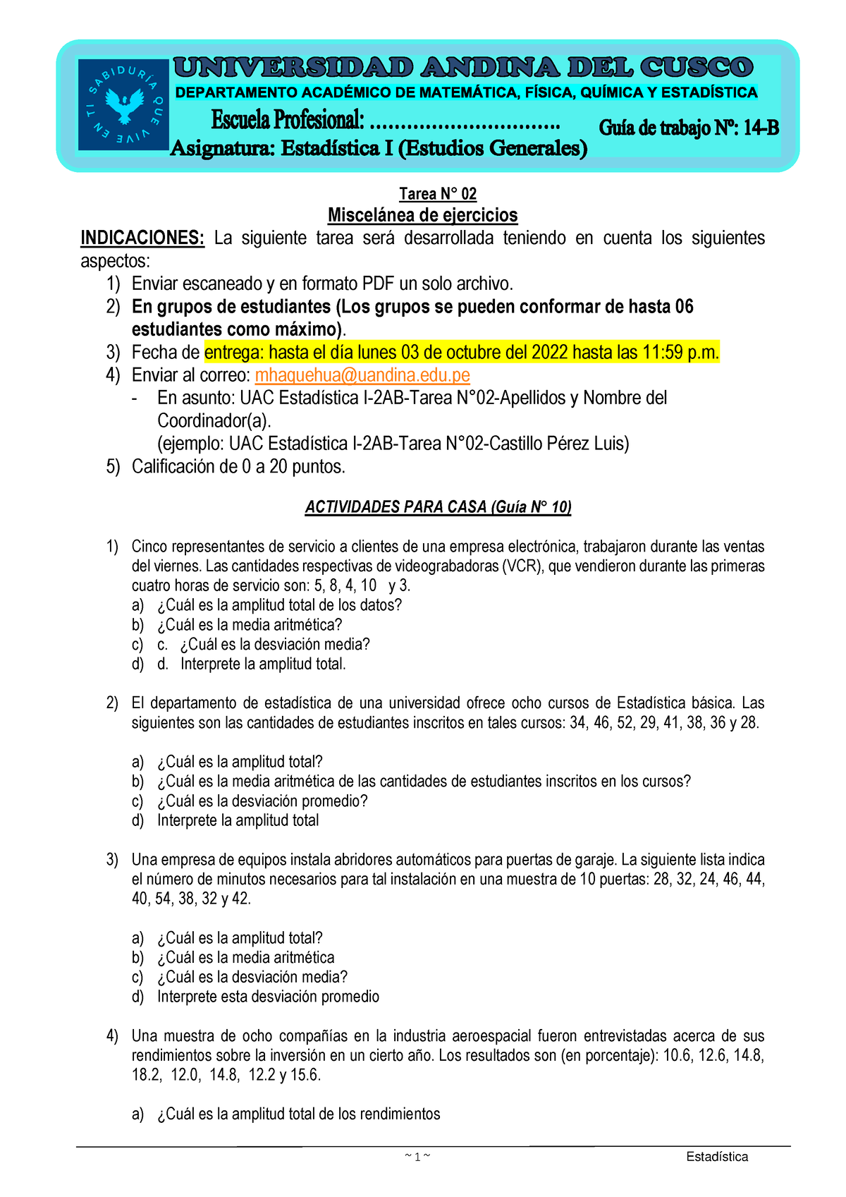 14-Guía N° 14-B-Estad I-EFG-Tarea N° 02 - Tarea N∞ 02 Miscel·nea De ...