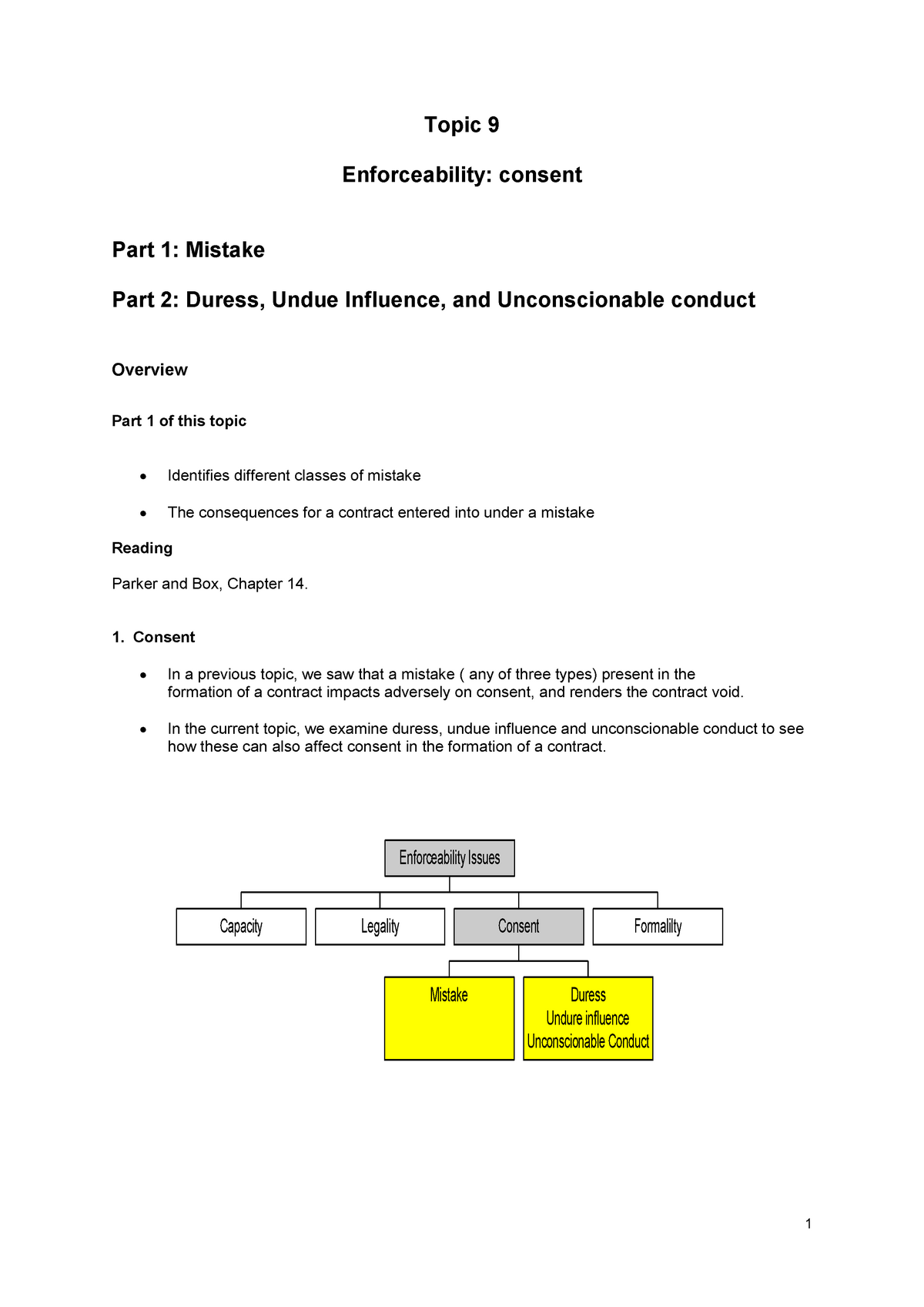 Lecture Topic 9 Week 9 Mistake And Unconscionability - Topic 9 ...