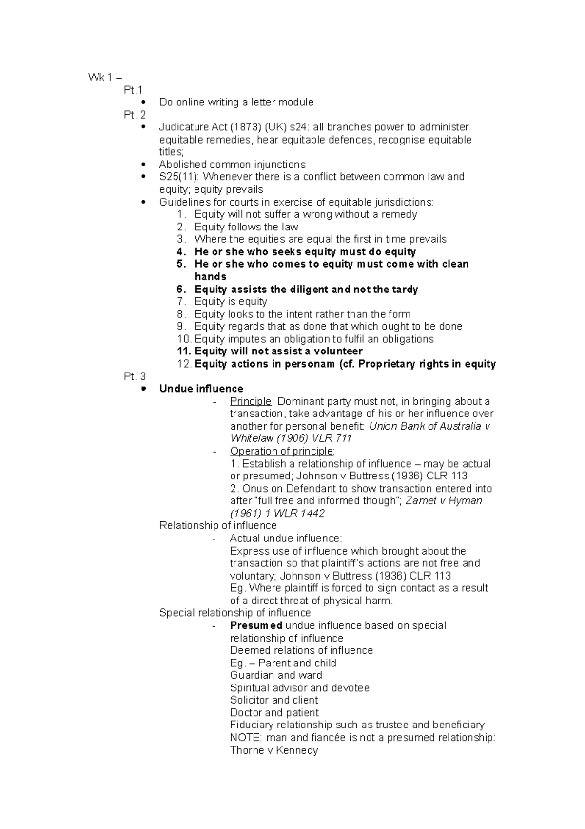 Equity and trusts lecture notes - Wk 1 – Pt. Do online writing a letter ...