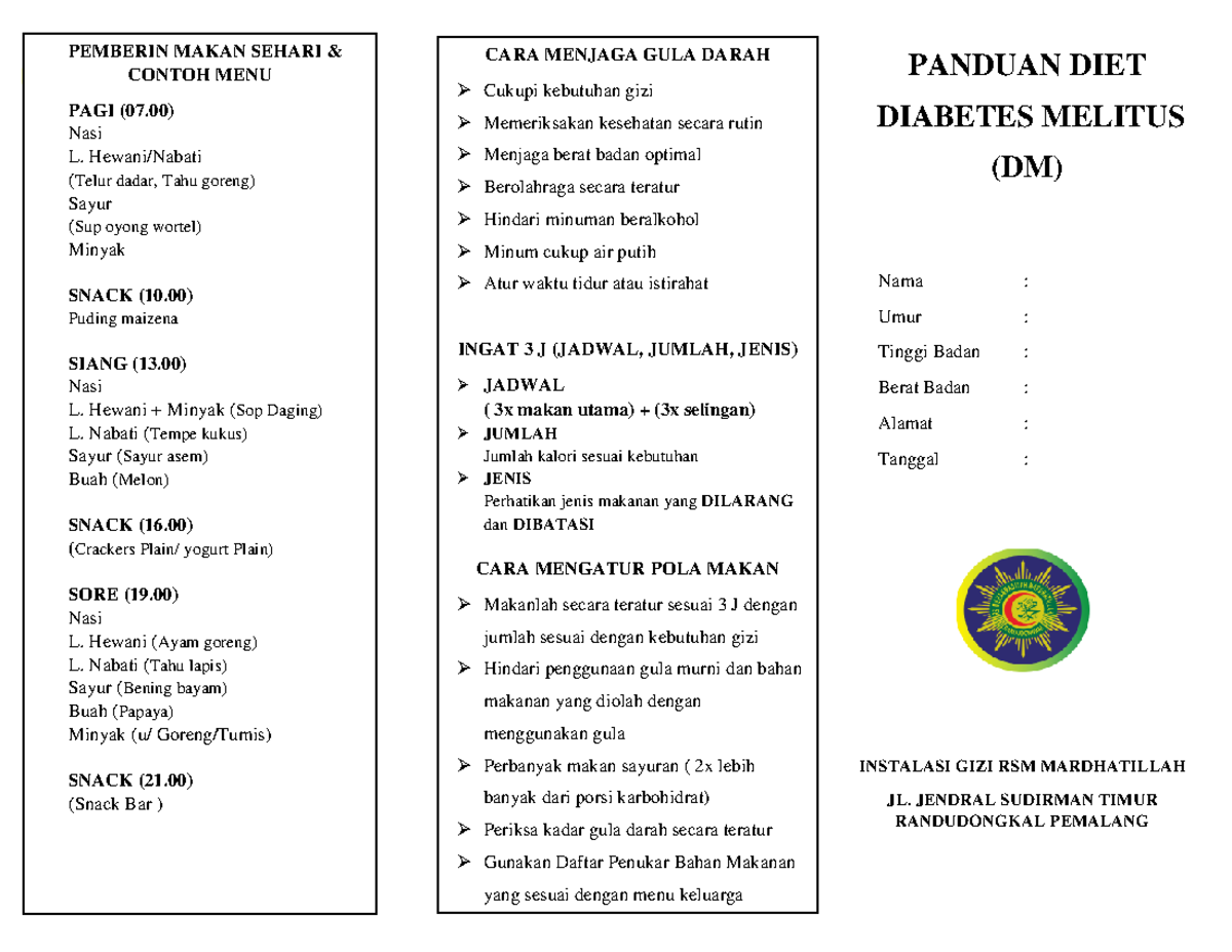 DIET DM - Diit DM - CARA MENJAGA GULA DARAH Cukupi kebutuhan gizi ...