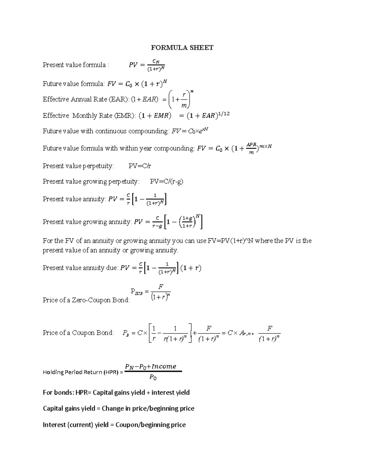 formulas-sheet-quiz1-summary-financial-management-formula-sheet