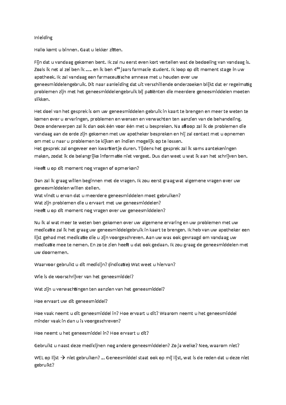 Interviewschema Voor De Interviewtoets Tijdens FA-301. - Inleiding ...