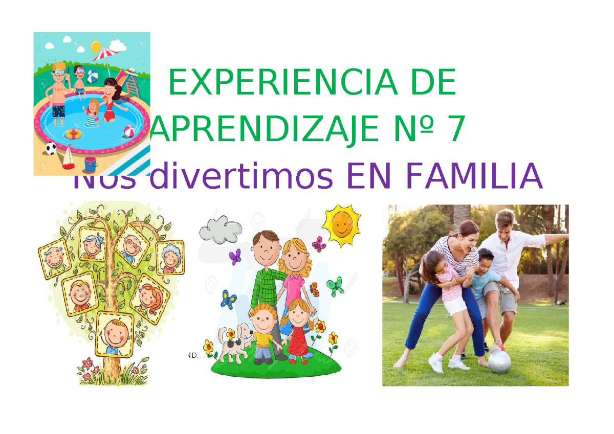Experiencia 4 años Aprendizaje Nº 7 LA Familia 2023 - EXPERIENCIA DE ...