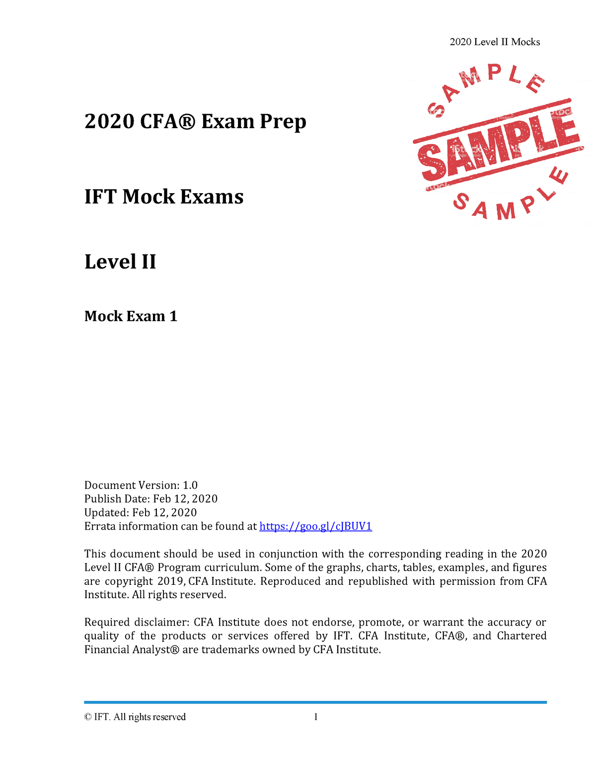 Dokumen - 2020 Level II Mocks 2020 CFA® Exam Prep IFT Mock Exams Level ...