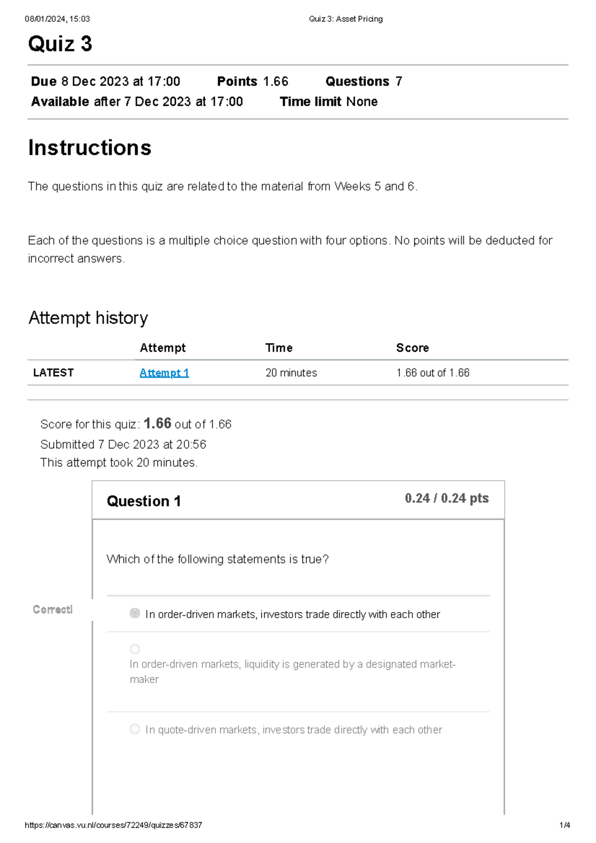 Quiz 3 Asset Pricing - Bi-weekly quizz and answer - Quiz 3 Due 8 Dec ...