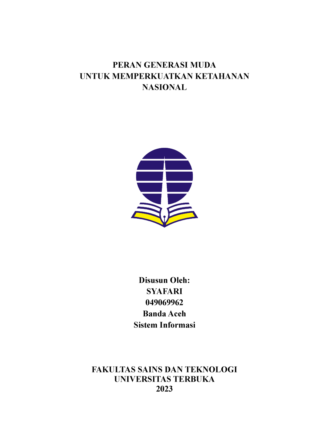 Peran Generasi Muda Untuk Memperkuatkan Ketahanan Nasional - PERAN ...