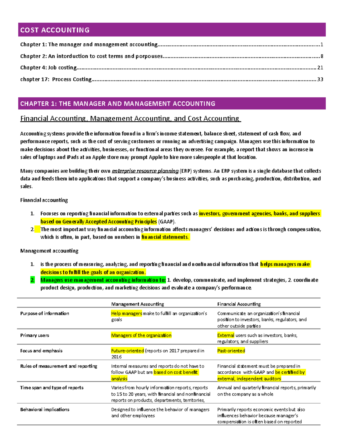 Cost accounting COST ACCOUNTING Chapter 1 The manager and management