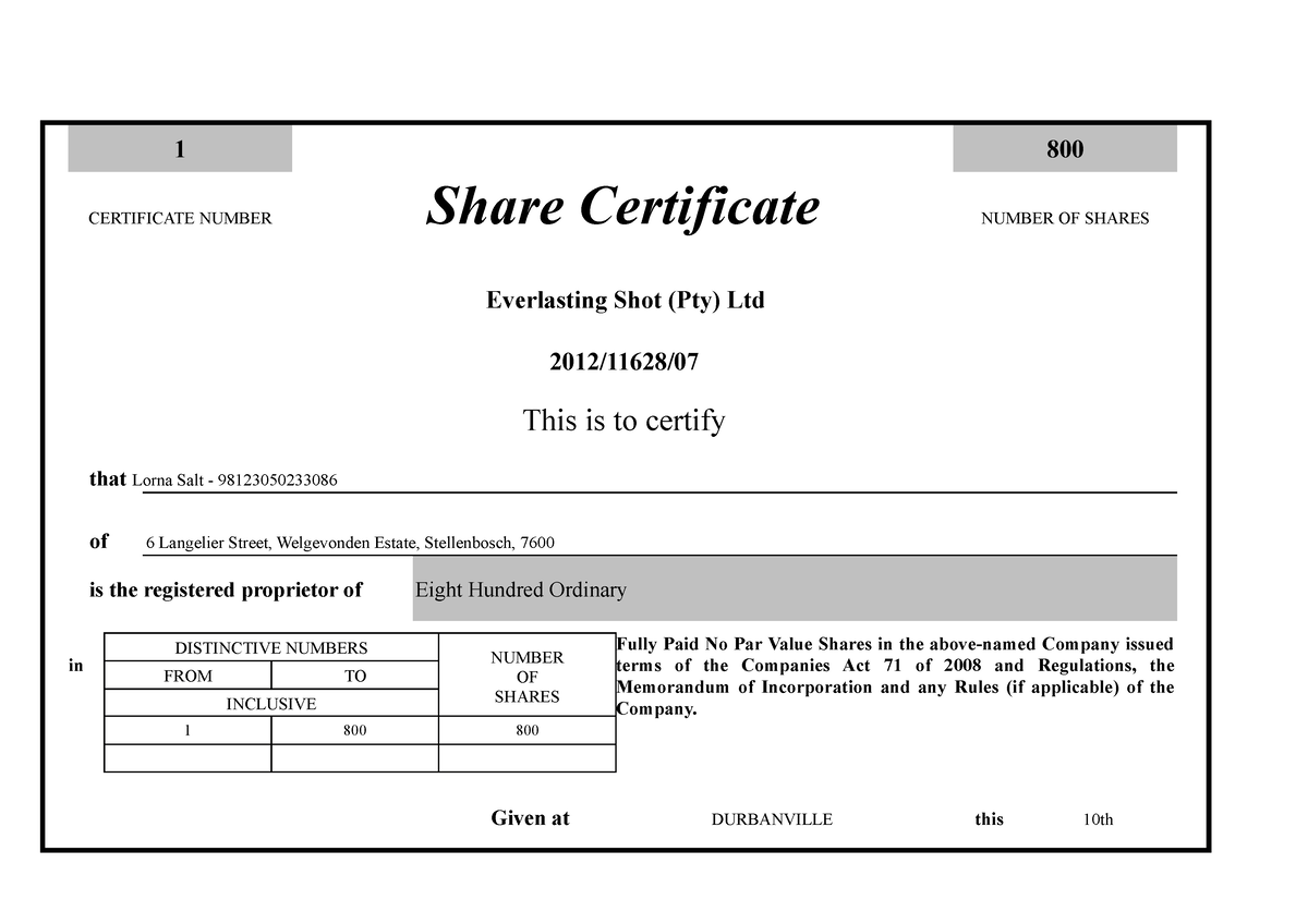 shareholder certificate number bmo