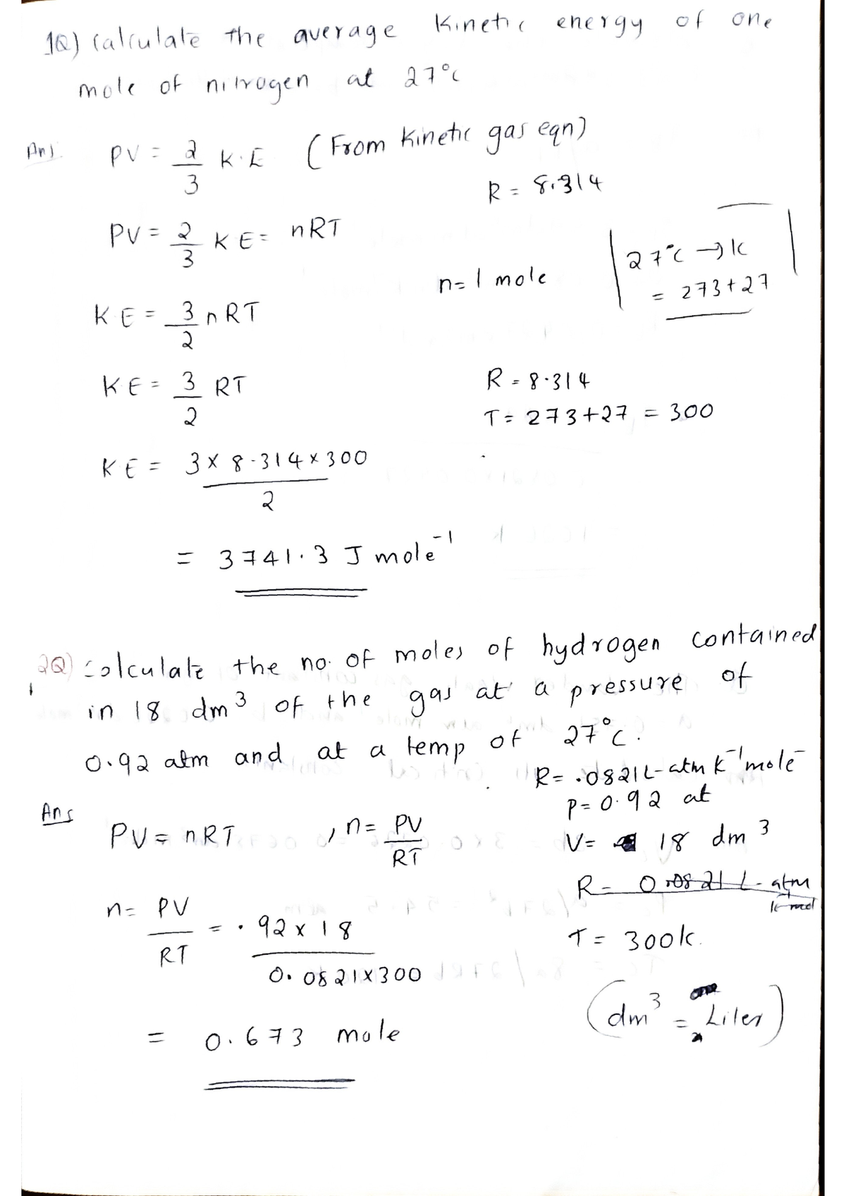 Gaseous State Problems - BSc Chemistry - Studocu