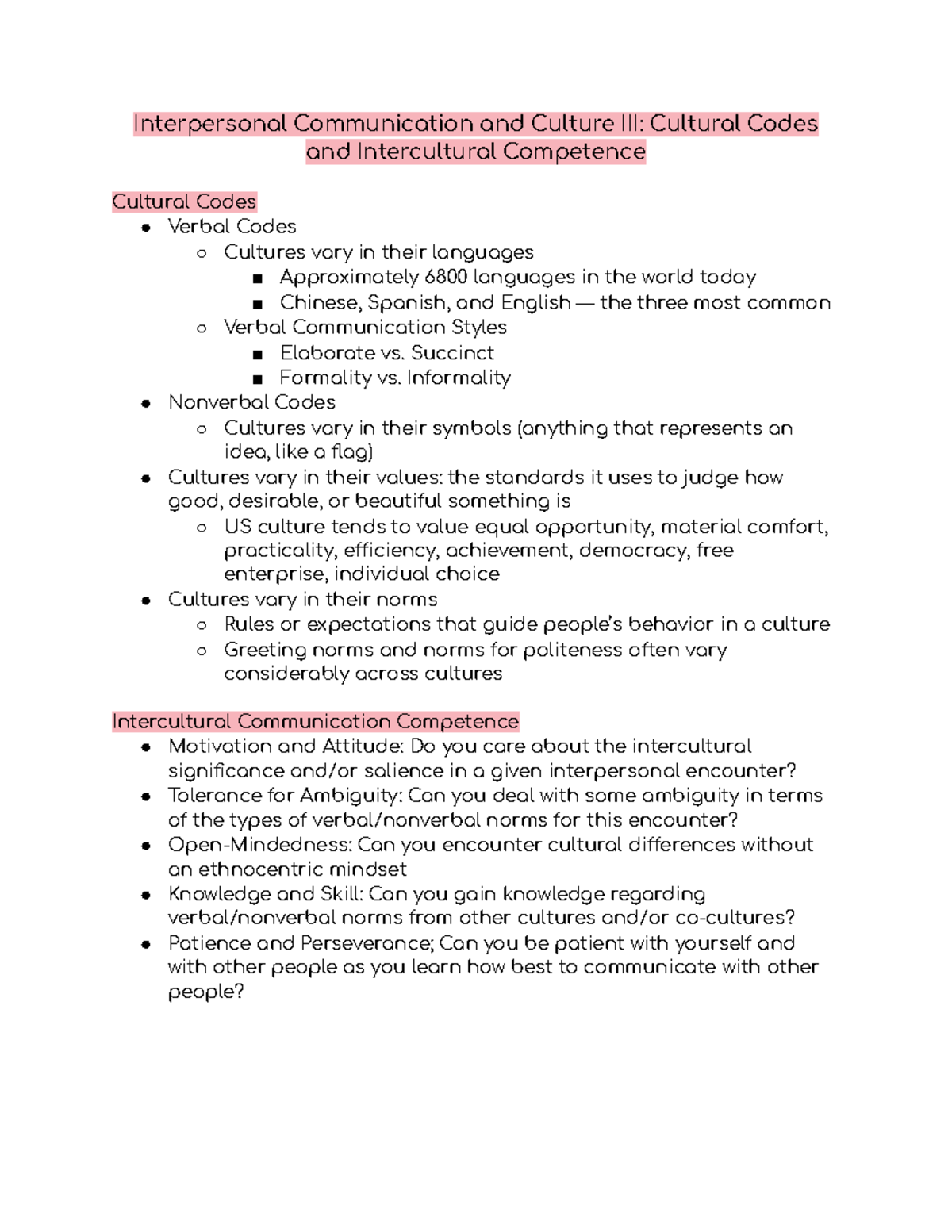 Cultural Codes and Intercultural Competence - Interpersonal ...