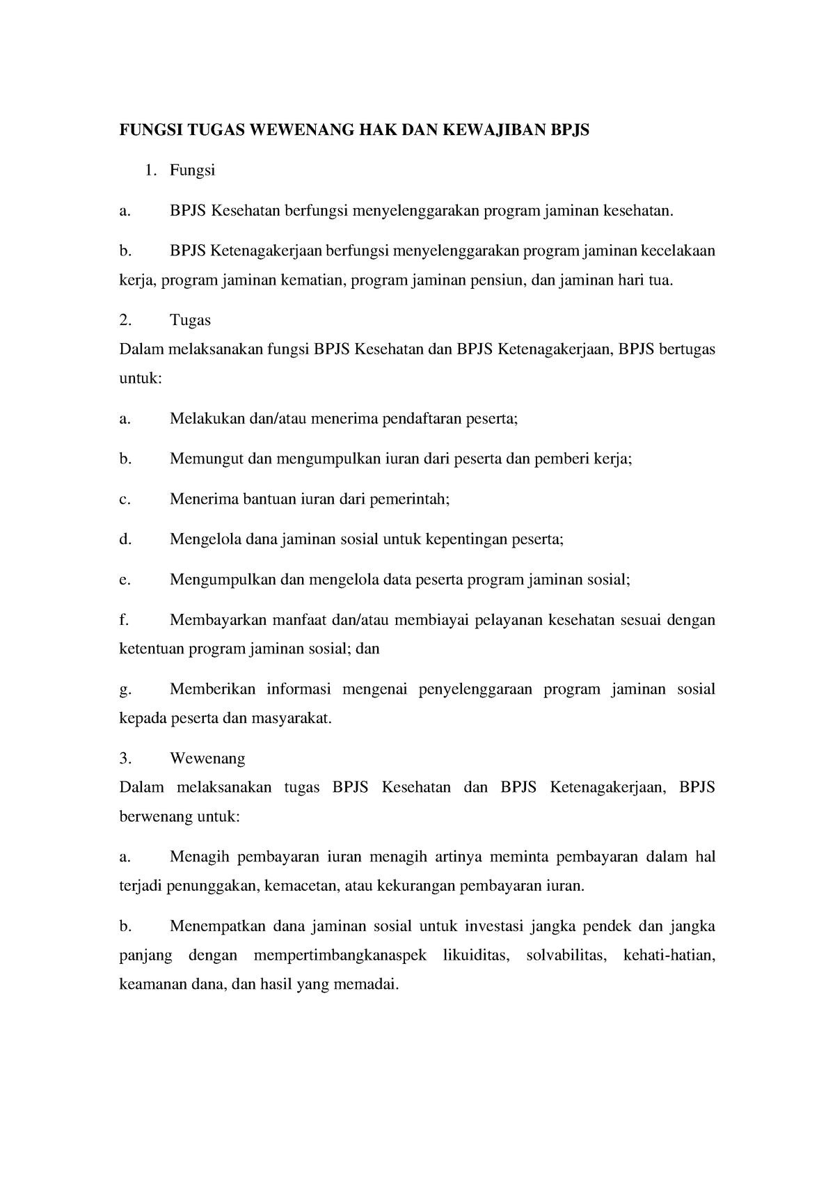 Fungsi Tugas Wewenang Hak Dan Kewajiban Bpjs Fungsi Tugas Wewenang Hak Dan Kewajiban Bpjs