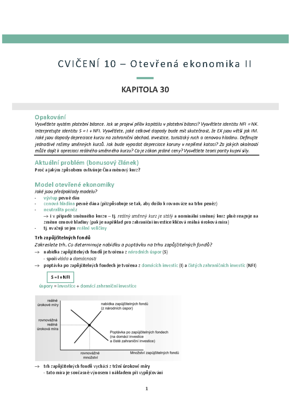 10. Model Otevřené Ekonomiky - Makroekonomie - Opakování Vysvětlete ...