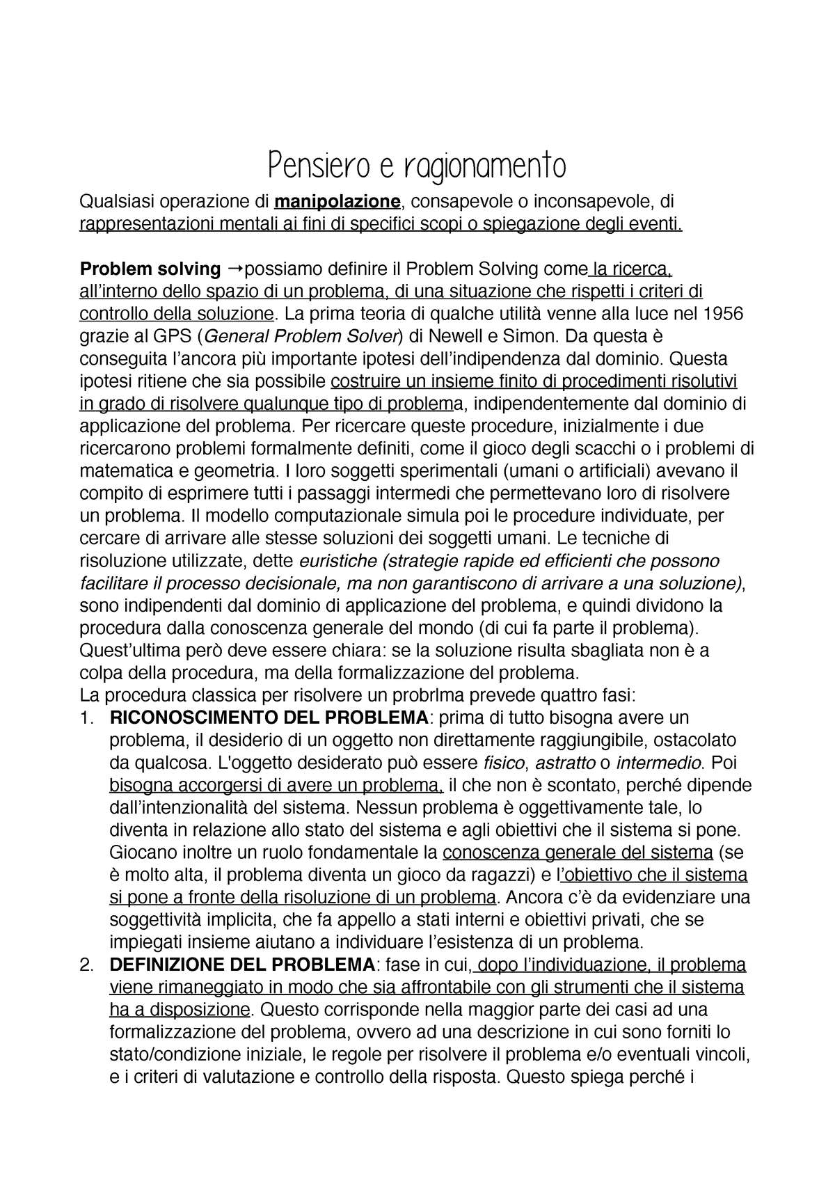 Pensiero E Ragionamento - Pensiero E Ragionamento Qualsiasi Operazione ...