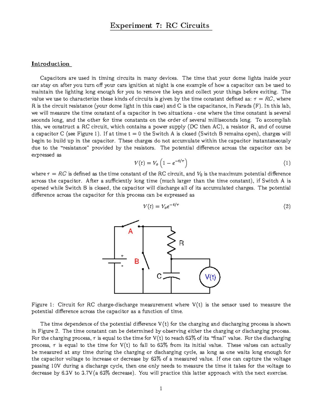 13f lab 07 rc circuits - RC Cicuits lab - Experiment 7: RC Circuits ...