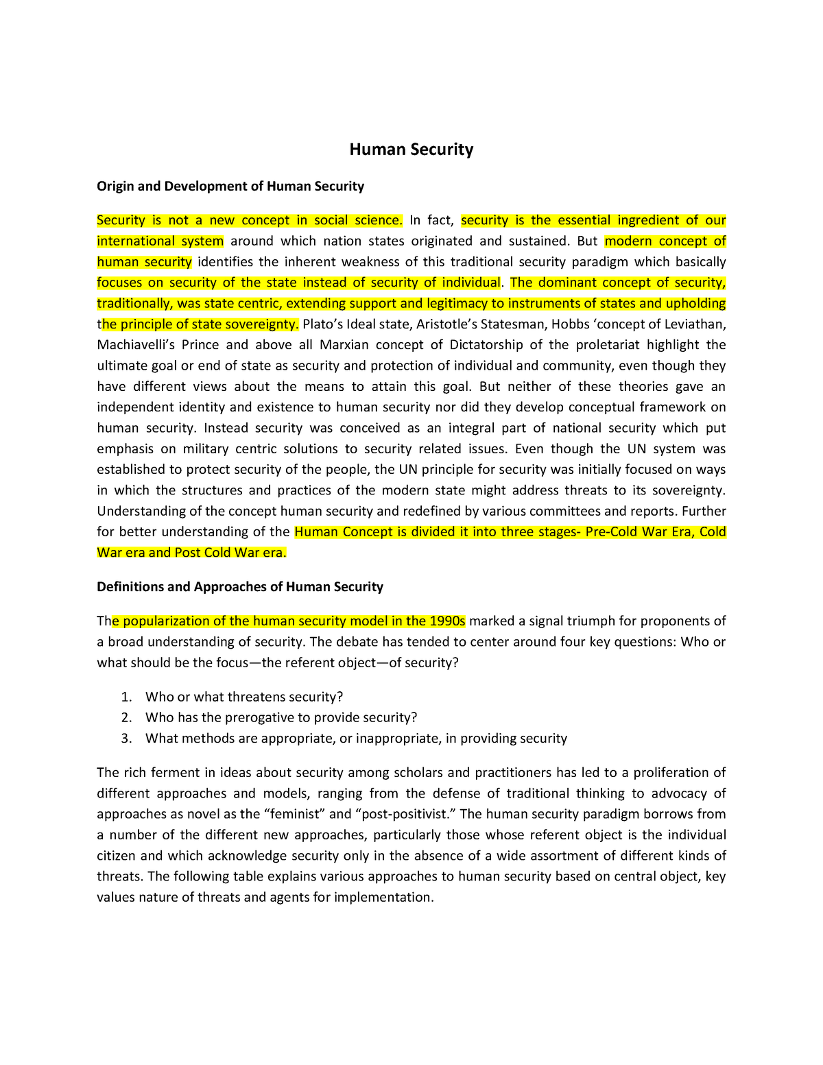 essay on human security