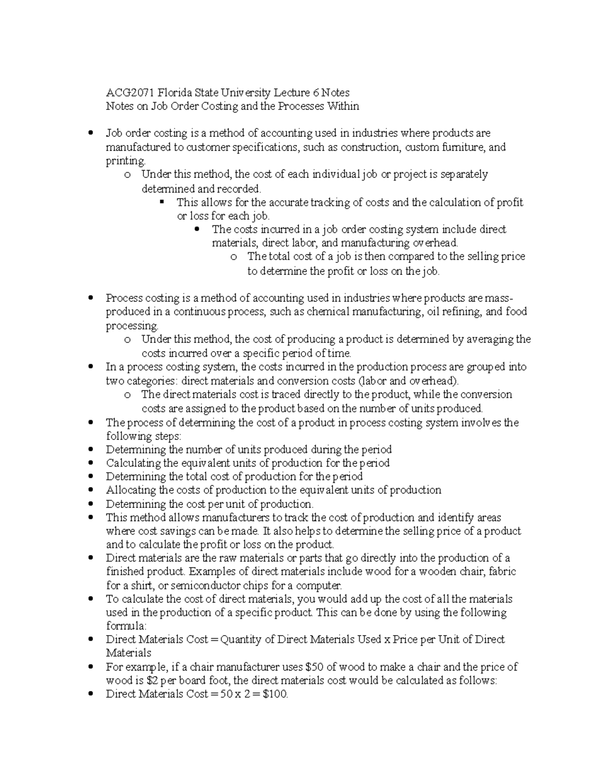 ACG2071 Florida State University Lecture 6 Notes - O Under This Method ...