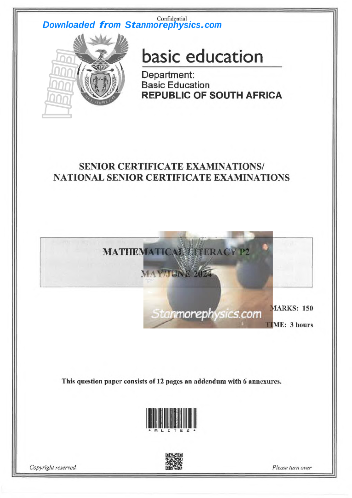 NSC Maths Literacy Grade 12 May June 2024 P2 only - Studocu