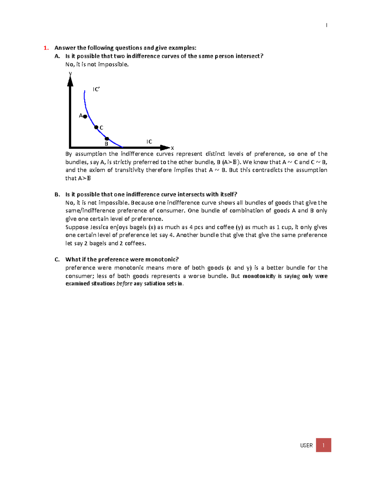 Microeconomics 5 - I USER 1 1. Answer The Following Questions And Give ...