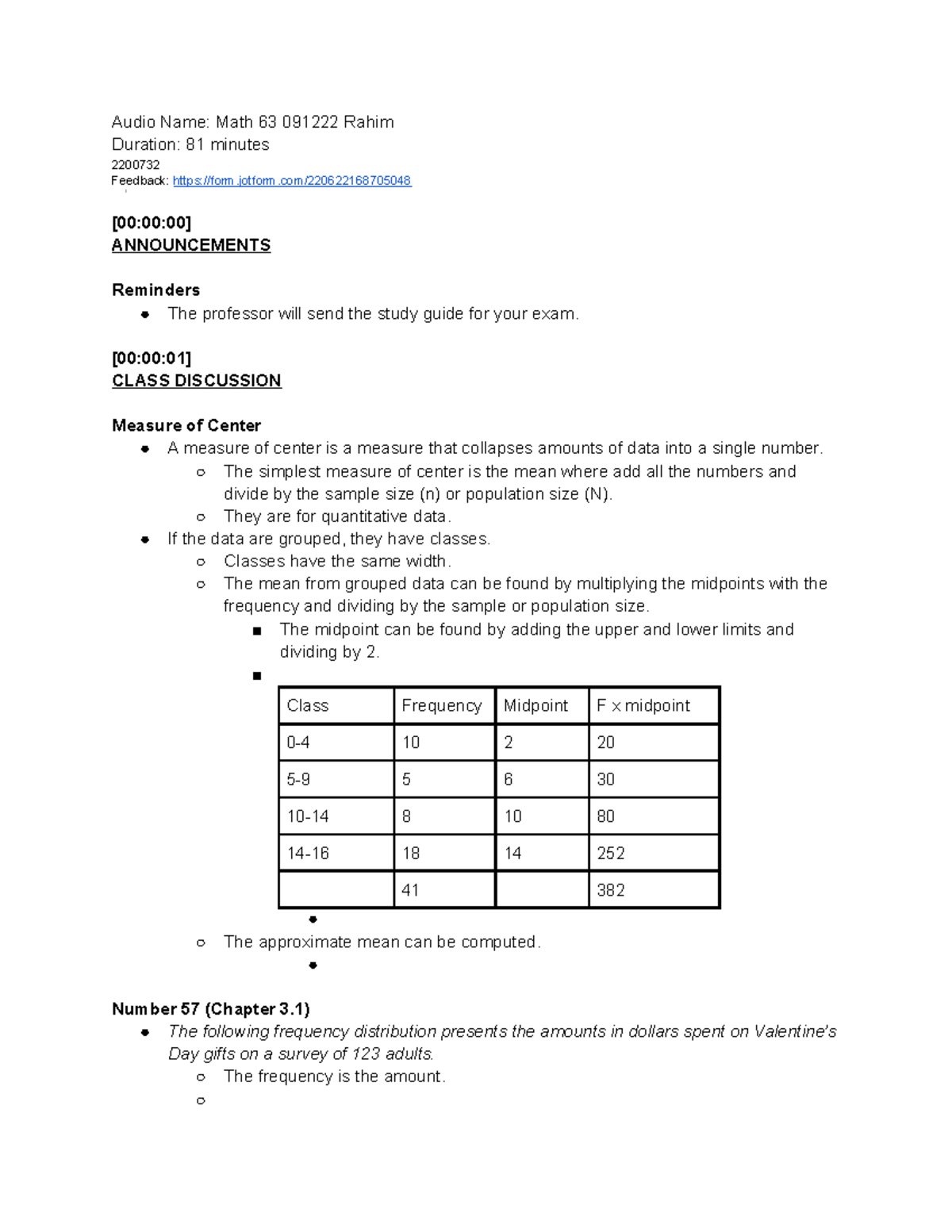 Math 63 091222 Rahim - Math 63 elementary statistics - Audio Name: Math ...
