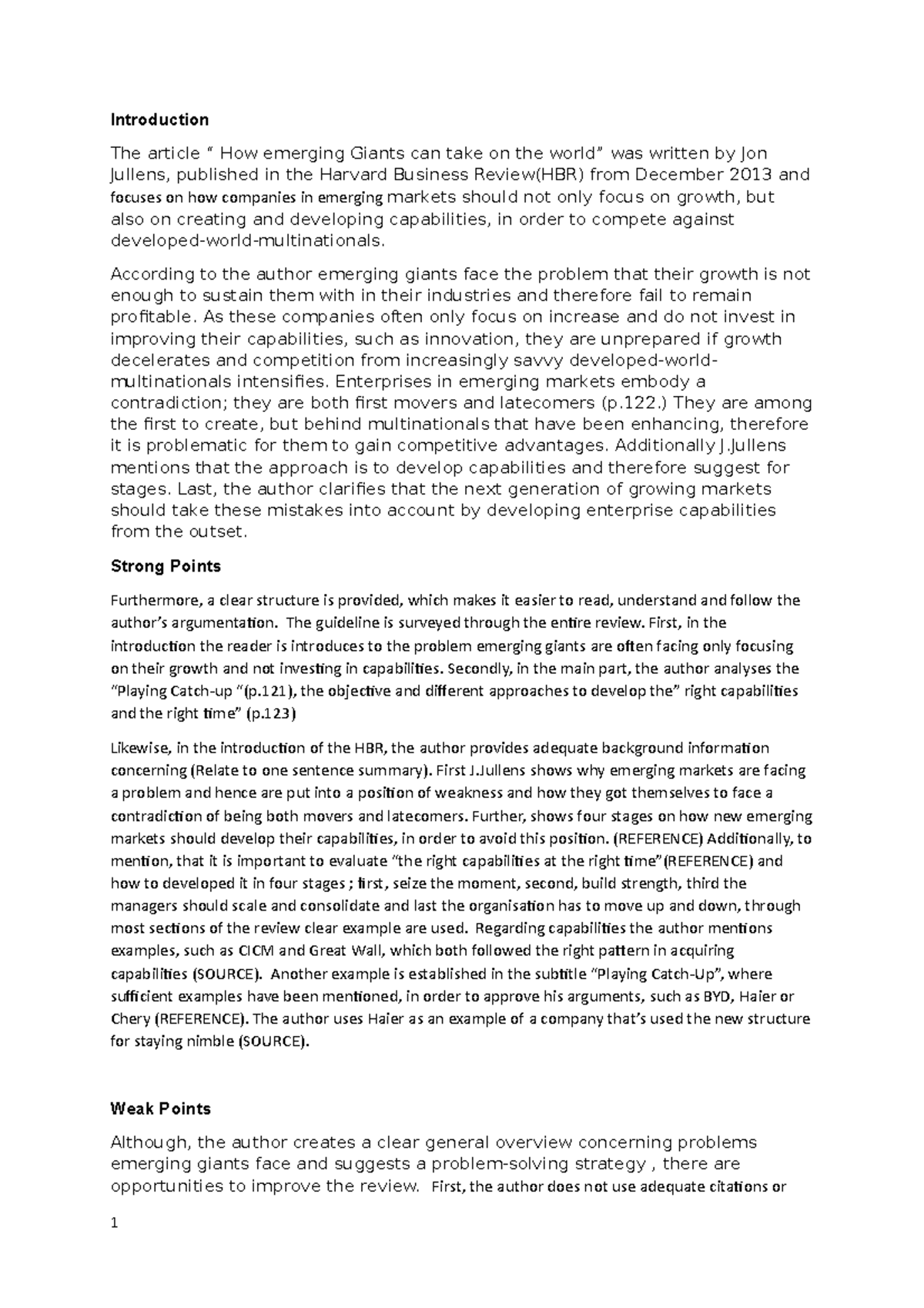 HBR 3 How Emerging Giants Can Take On The World - Introduction The ...