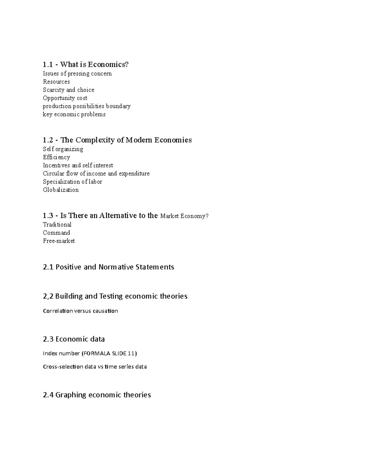 ECON 201 - Midterm 1 - 1 - What is Economics? Issues of pressing ...