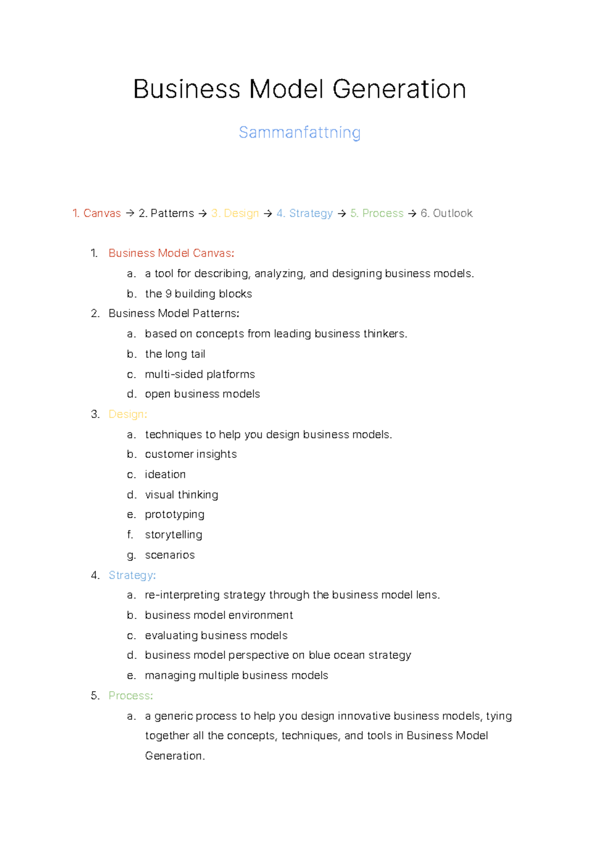 Business Model Generation - Sammanfattning - Business Model Generation ...