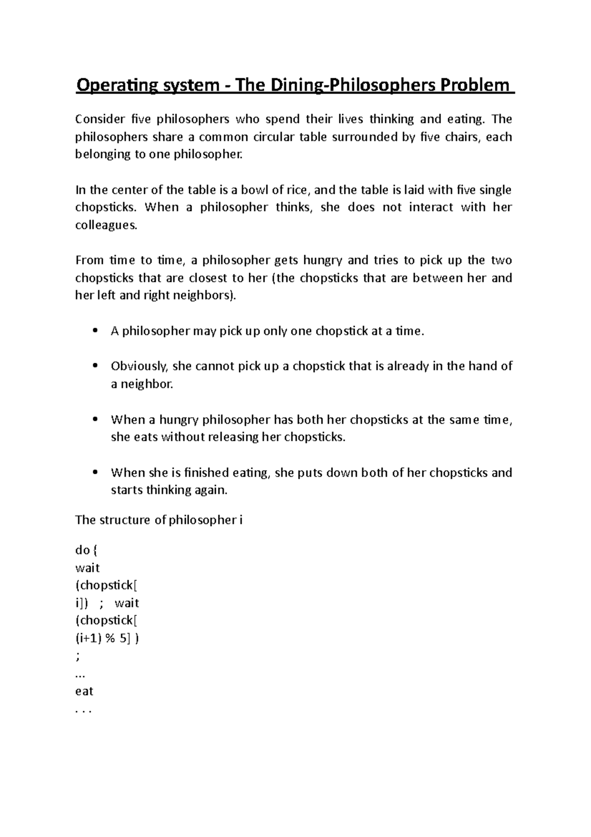 Operating system - The Dining-Philosophers Problem - The philosophers ...