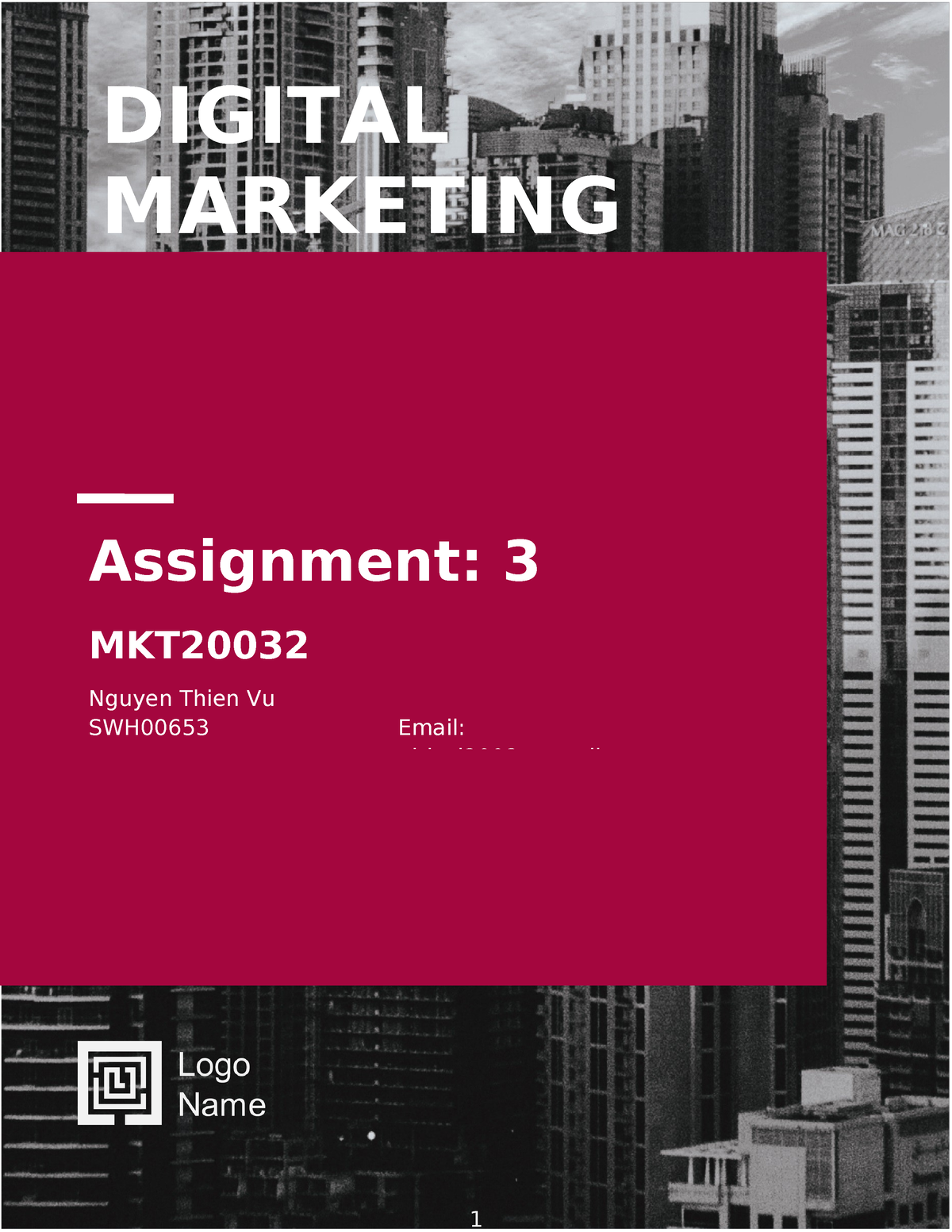 Assigment 3 Digital marketing plan - 1 DIGITAL MARKETING Assignment: 3 ...