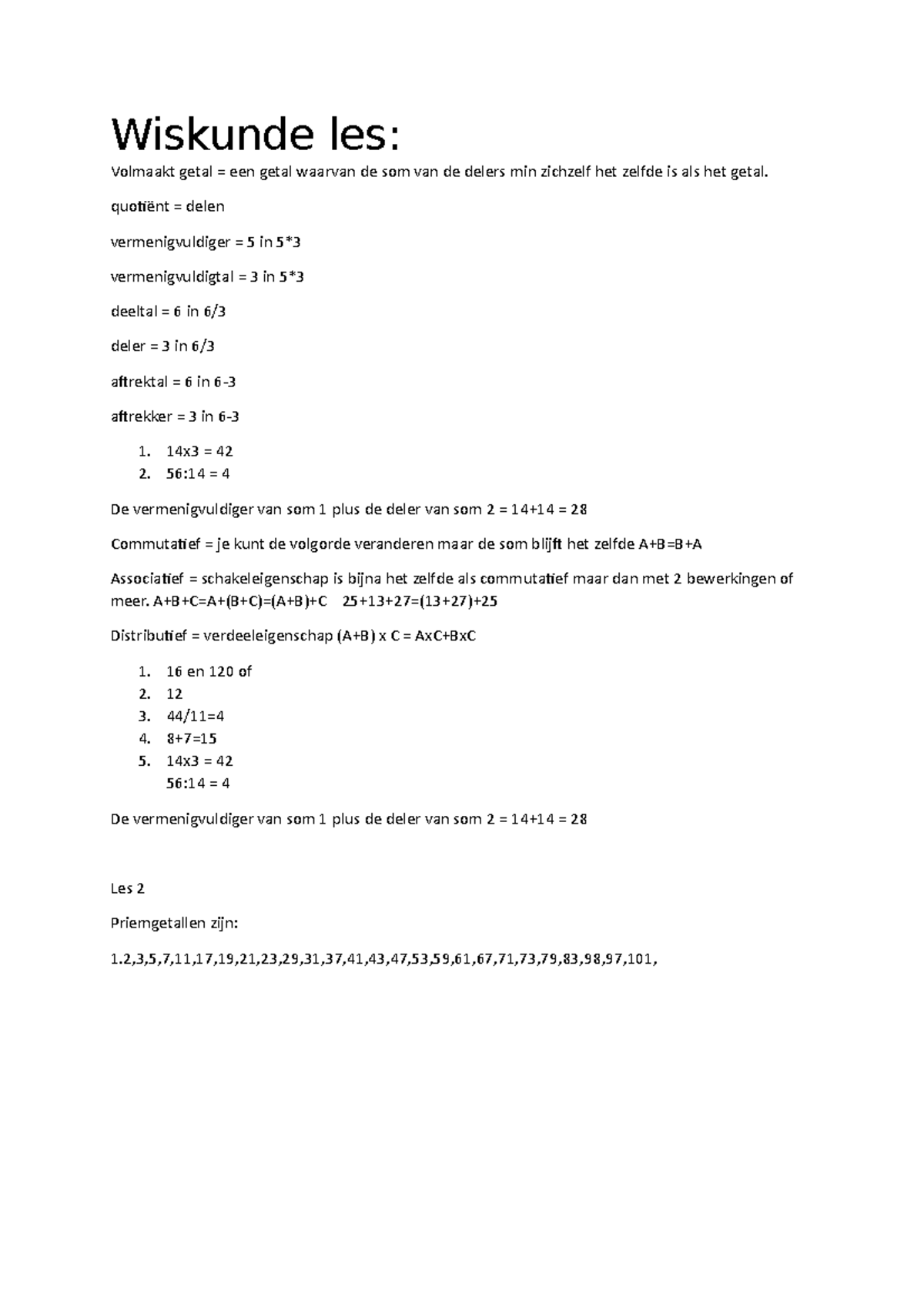 Wiskunde Les College ntekeningen 1 2 3 4 Wiskunde Les Volmaakt Getal Een Getal Waarvan De Studeersnel