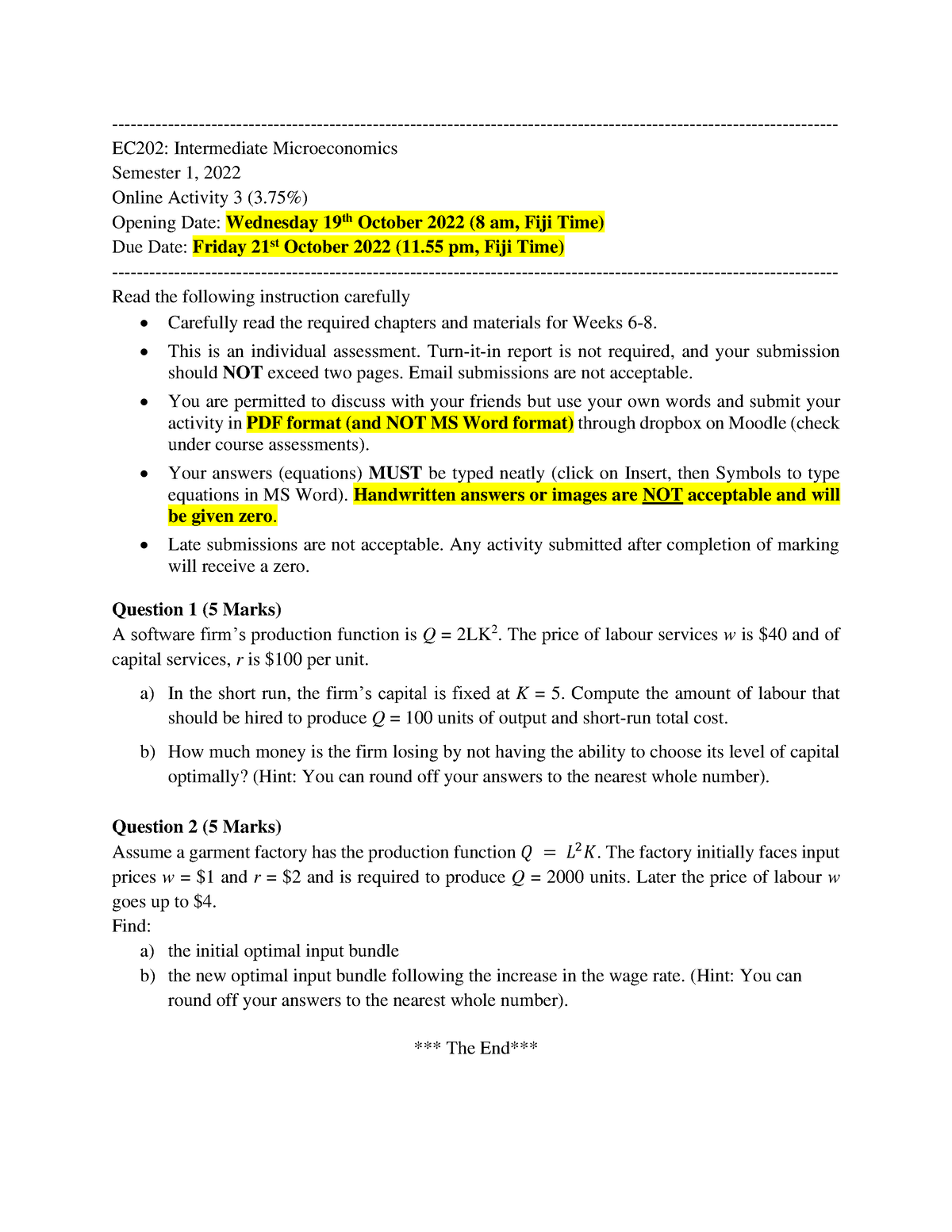 Online Activity 3 - Jooo - EC202: Intermediate Microeconomics Semester ...