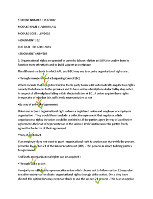 301 2019 4 b - Study Guide PVL 2601 2019 - LABOUR LAW LLW2602 TUTORIAL ...