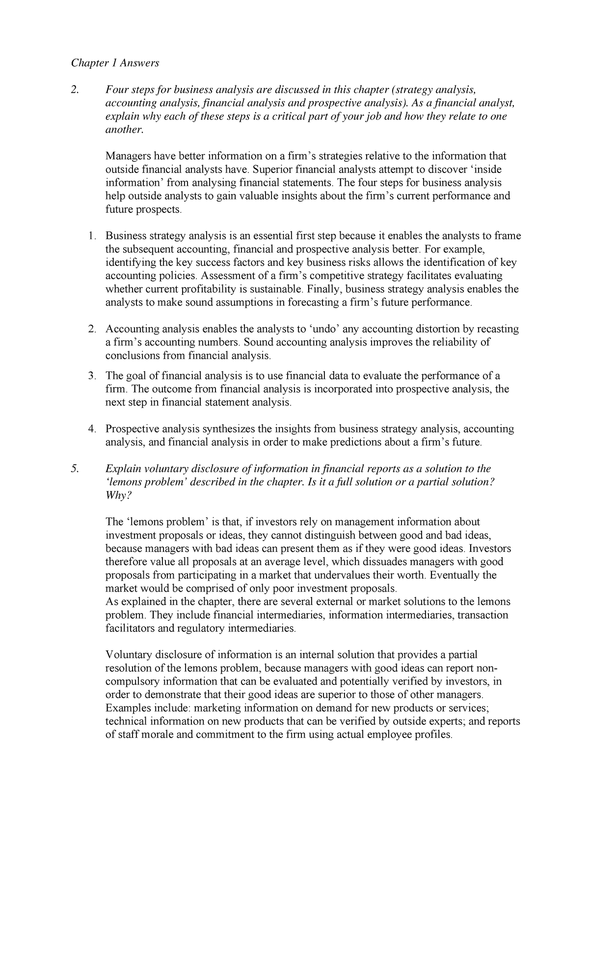 Importance of Business Analysis Steps for Financial Analysts - Studocu