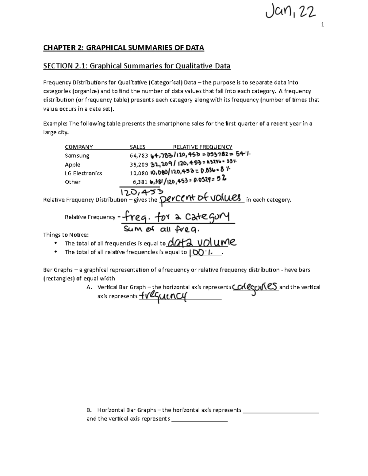 Chapter 2 Notes - CHAPTER 2: GRAPHICAL SUMMARIES OF DATA SECTION 2 ...