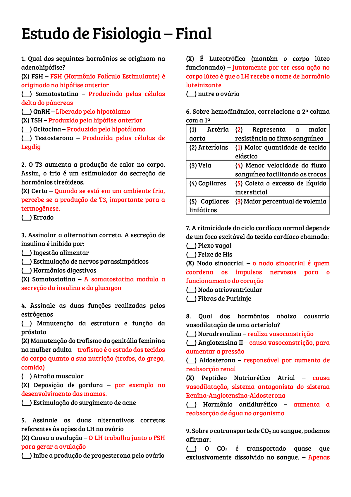 Estudo Da Final De Fisiologia Estudo De Fisiologia Final Qual Dos Seguintes Horm Nios Se